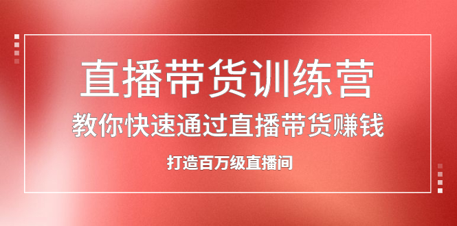 直播带货训练营，教你快速通过直播带货赚钱，打造百万级直播间网创吧-网创项目资源站-副业项目-创业项目-搞钱项目念念云网创