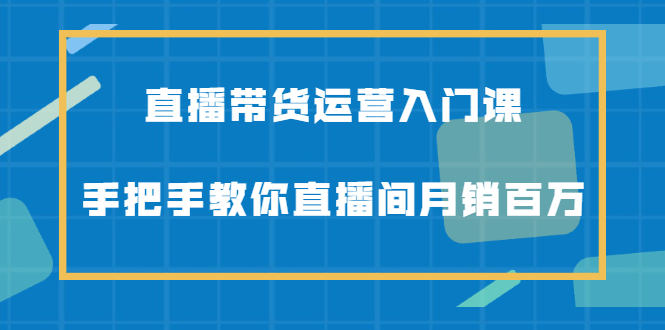 直播带货运营入门课，手把手教你直播间月销百万网创吧-网创项目资源站-副业项目-创业项目-搞钱项目念念云网创