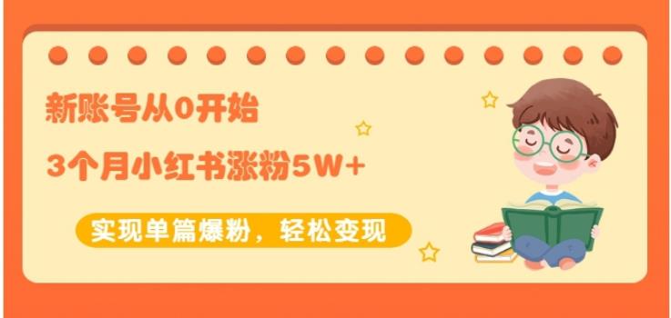 新账号从0开始3个月小红书涨粉5W+实现单篇爆粉，轻松变现（干货）网创吧-网创项目资源站-副业项目-创业项目-搞钱项目念念云网创