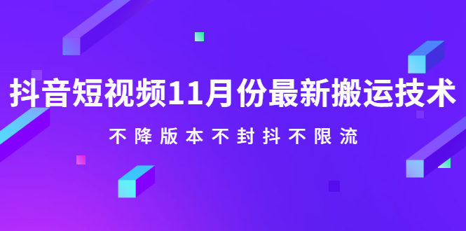 抖音短视频11月份最新搬运技术，不降版本不封抖不限流！【视频课程】网创吧-网创项目资源站-副业项目-创业项目-搞钱项目念念云网创