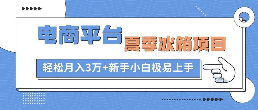 电商平台夏季冰箱项目，轻松月入3万+，新手小白极易上手网创吧-网创项目资源站-副业项目-创业项目-搞钱项目念念云网创