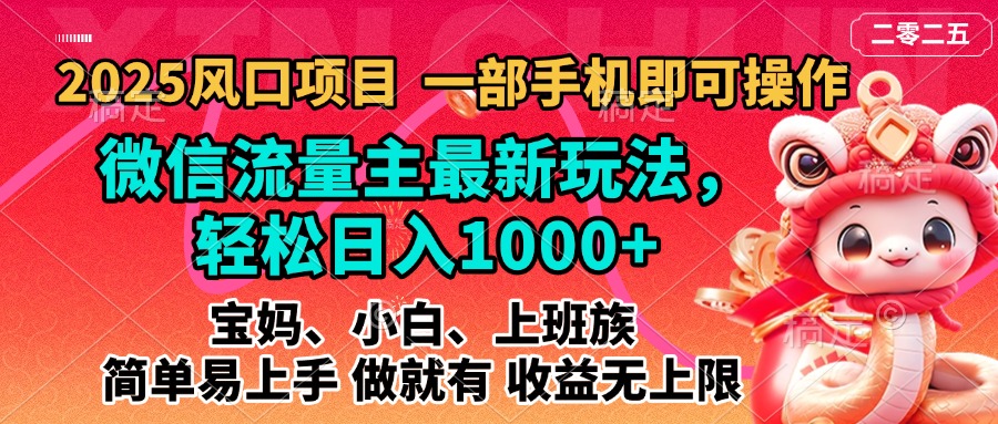 2025蓝海风口项目，微信流量主最新玩法，轻松日入1000+，简单易上手，做就有 收益无上限网创吧-网创项目资源站-副业项目-创业项目-搞钱项目念念云网创