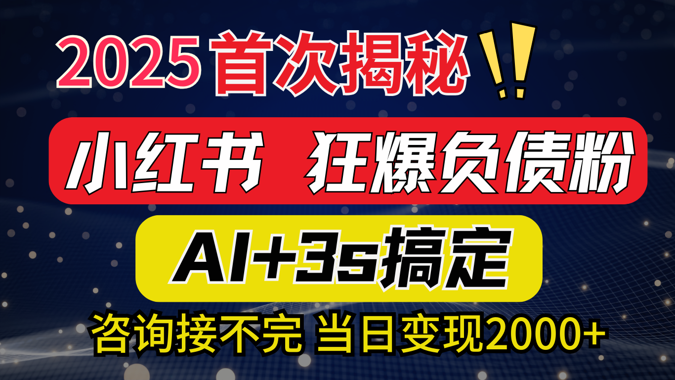 2025引流天花板：最新小红书狂暴负债粉思路，咨询接不断，当日入2000+网创吧-网创项目资源站-副业项目-创业项目-搞钱项目念念云网创