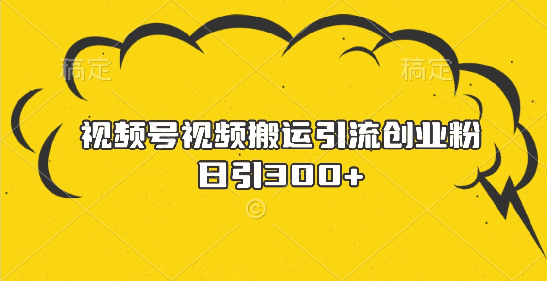 视频号视频搬运引流创业粉，日引300+网创吧-网创项目资源站-副业项目-创业项目-搞钱项目念念云网创