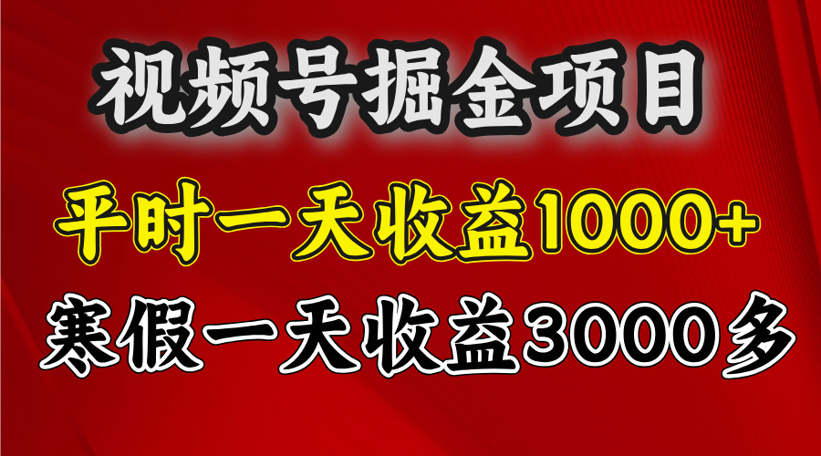 视频号掘金项目，寒假一天收益3000多网创吧-网创项目资源站-副业项目-创业项目-搞钱项目念念云网创