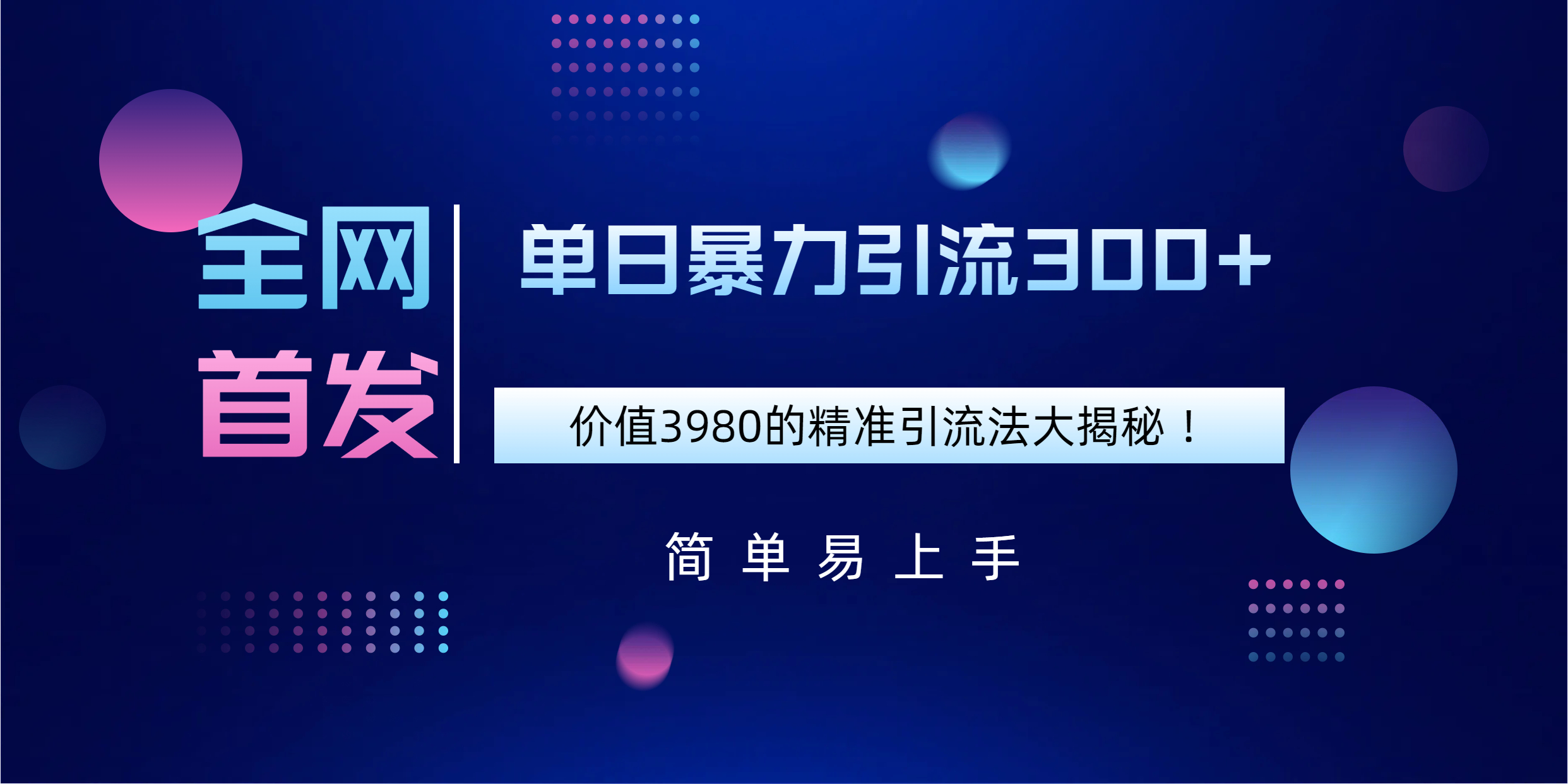 全网首发，价值3980单日暴力引流300+的精准引流法大揭秘！网创吧-网创项目资源站-副业项目-创业项目-搞钱项目念念云网创